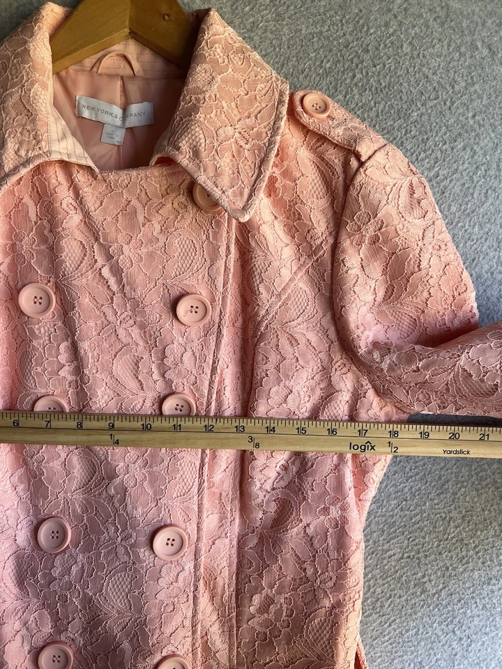 NUEVO NY&CO Abrigo Largo Guisante Floral Rosa Grande Foto 3 de 4