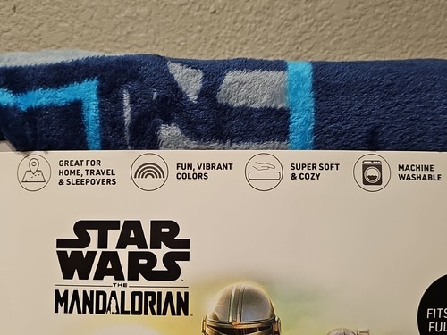 New Star Wars Mandalorian Yoda Kids Twin/Full Blanket 62 x 90 Microfiber Blue - Picture 3 of 8