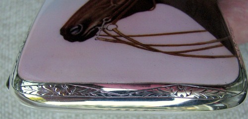 PRISTINE MINT ENGRAVED SILVER HAND PAINTED PORCELAIN CIGARETTE CHEROOT CASE 1910 - Picture 10 of 16