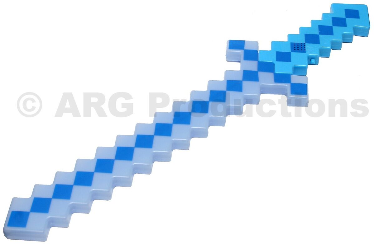 MineCraft Pixel Classic Diamond Sword LED Flashing Lights and FX Sounds  Blue