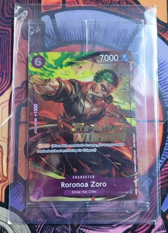 Roronoa Zoro OP-06 Pre-Release Winner  Promo SEALED P-045 One Piece Card English