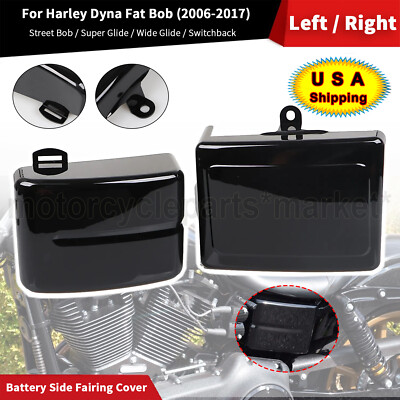 Black ABS Battery Fairing Cover Fit For Harley Dyna Fat Bob Wide Glide FXDWG