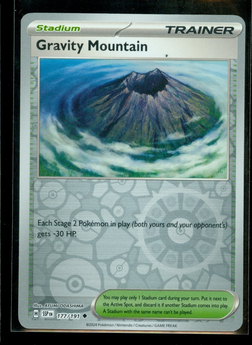 Pokemon GRAVITY MOUNTAIN 177/191 - Surging Sparks - Rev Holo - MINT
