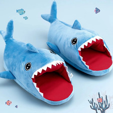 Shark Slippers - Blue Animal Home Shoes for Women