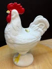 Rooster Westmoreland Milk Glass Painted Standing Covered Candy Dish 9" Vintage
