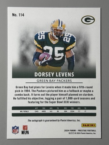 Dorsey Levens Auto 2024 Panini Prestige Xtra Points /50 Packers Gold Signature - Photo 2 sur 3