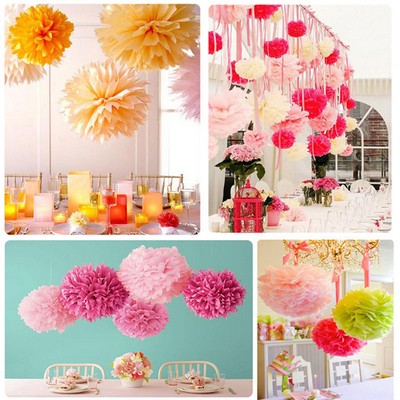 10x 6/'/' Seidenpapier Pompoms Pom Poms Flower Balls Fluffy Hochzeit Party Decor