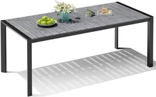 Crestlive 71'' Aluminum Patio Dining Table for 6 w/ Umbrella Hole Grey