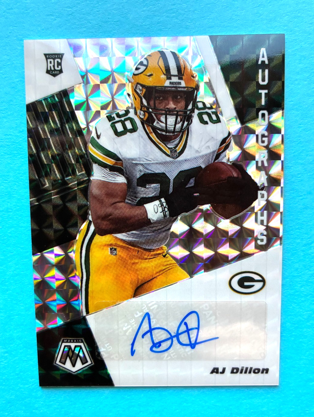 AJ Dillon 2020 Panini Mosaic Prizm RC Rookie Auto #RA26 Green bay Packers