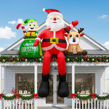 8FT Christmas Inflatables Outdoor Decoration, Climbing Inflatable Santa Claus De