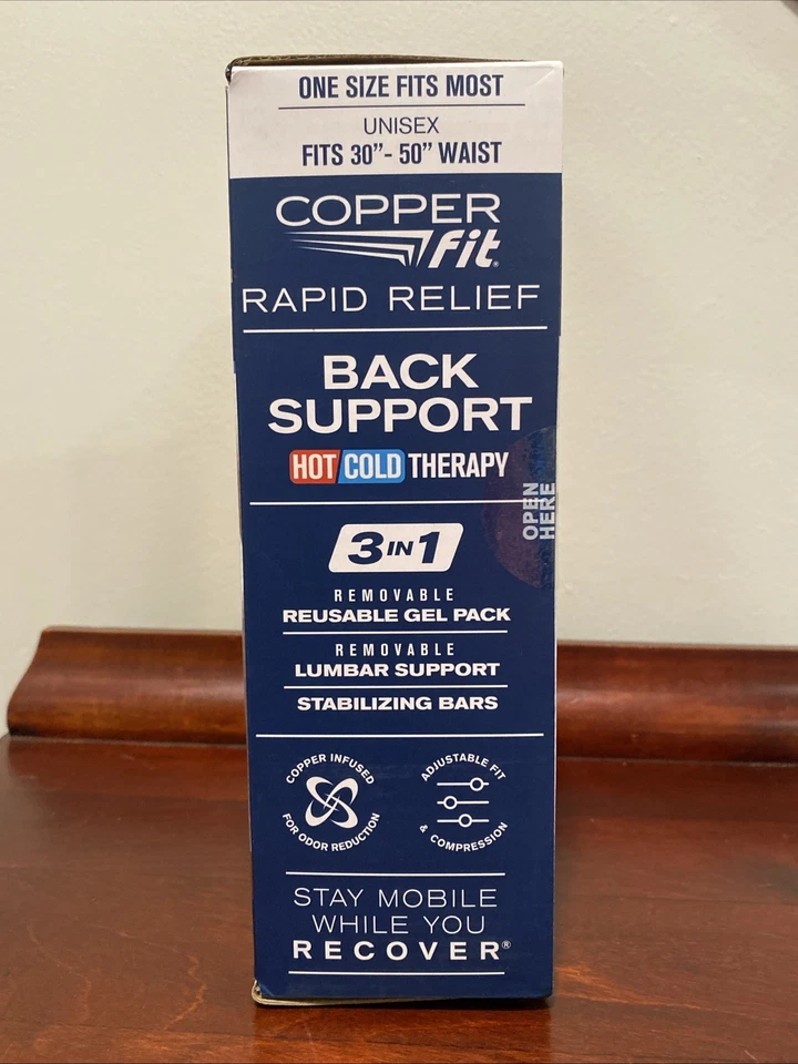 SOPORTE TRASERO Copper Fit Soporte Lumbar Compresión Ajustable Terapia de Frío/Calor Foto 2 de 3