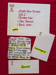 Death Row Records 3 Vintage Stationary Lot Jumbo Business Envelope & Jay Jensen 