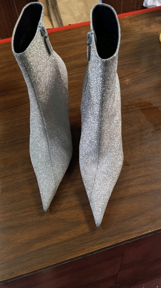 Balenciaga Glitter Silver Booties Size 41 US 10 Made In Italy Women's - Image 4 of 4