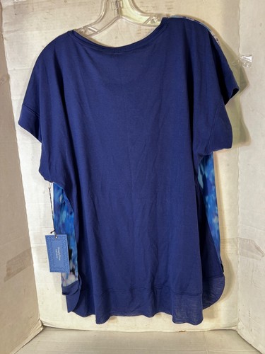 Top Simply Vera Vera Wang XL blu stampa acquerello con etichette - Foto 6 di 7