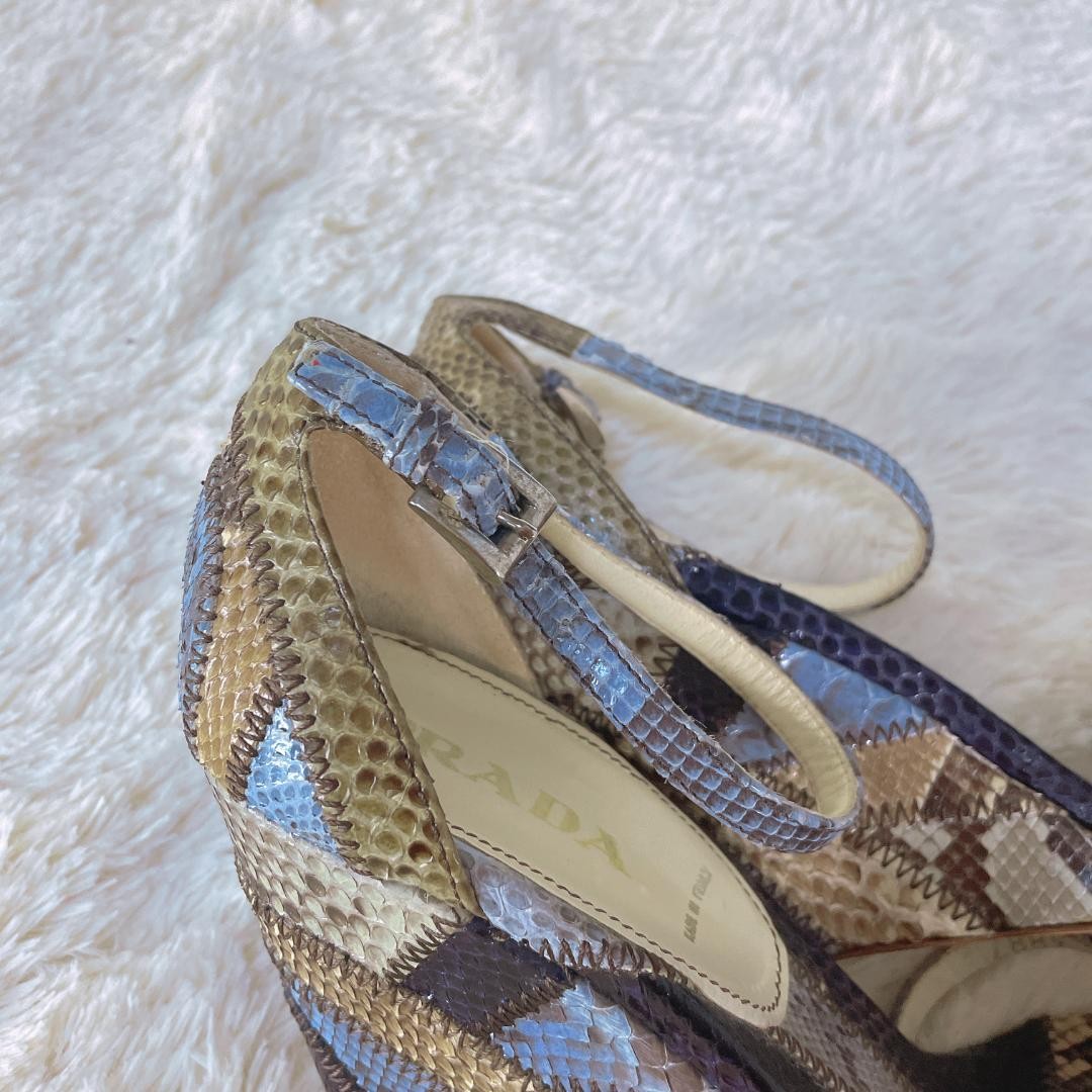Prada Authentic Python Print Wedge Sandals Women'… - image 12