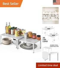 Versatile White Metal Counter Shelf Organizer Expandable Stackable Solution