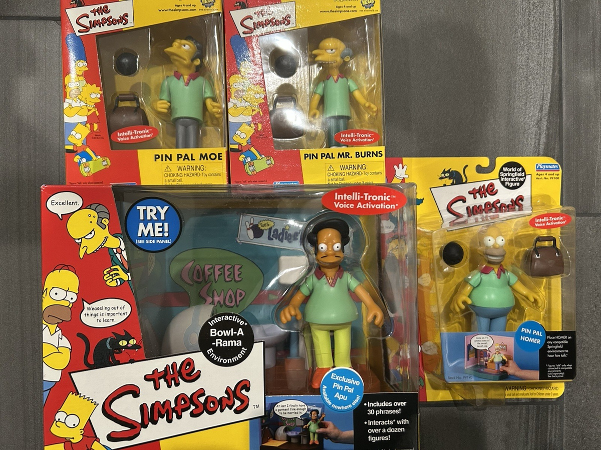 The Simpsons r dot pals 未開封 WOS Simpsons - Pin Pals Set Homer Burns Moe + Bowl-A-Rama Apu