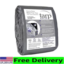 Extra Heavy-Duty 8x20 Ft Waterproof Tarp, UV Protected Silver for All Situations