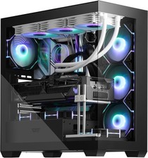 ATX Tower PC Case Gaming RGB Fans Glass Panel Design