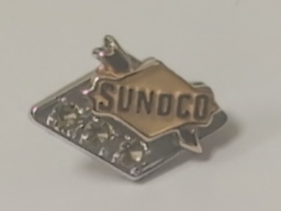 14K GOLD SUNOCO EMPLOYEE SERVICE RECOGNITION PIN YELLOW STONES TIE TACK GAS OIL