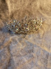 New Silver Toned With Floral Rhinestones Clip Paris Hair Barrette. J4