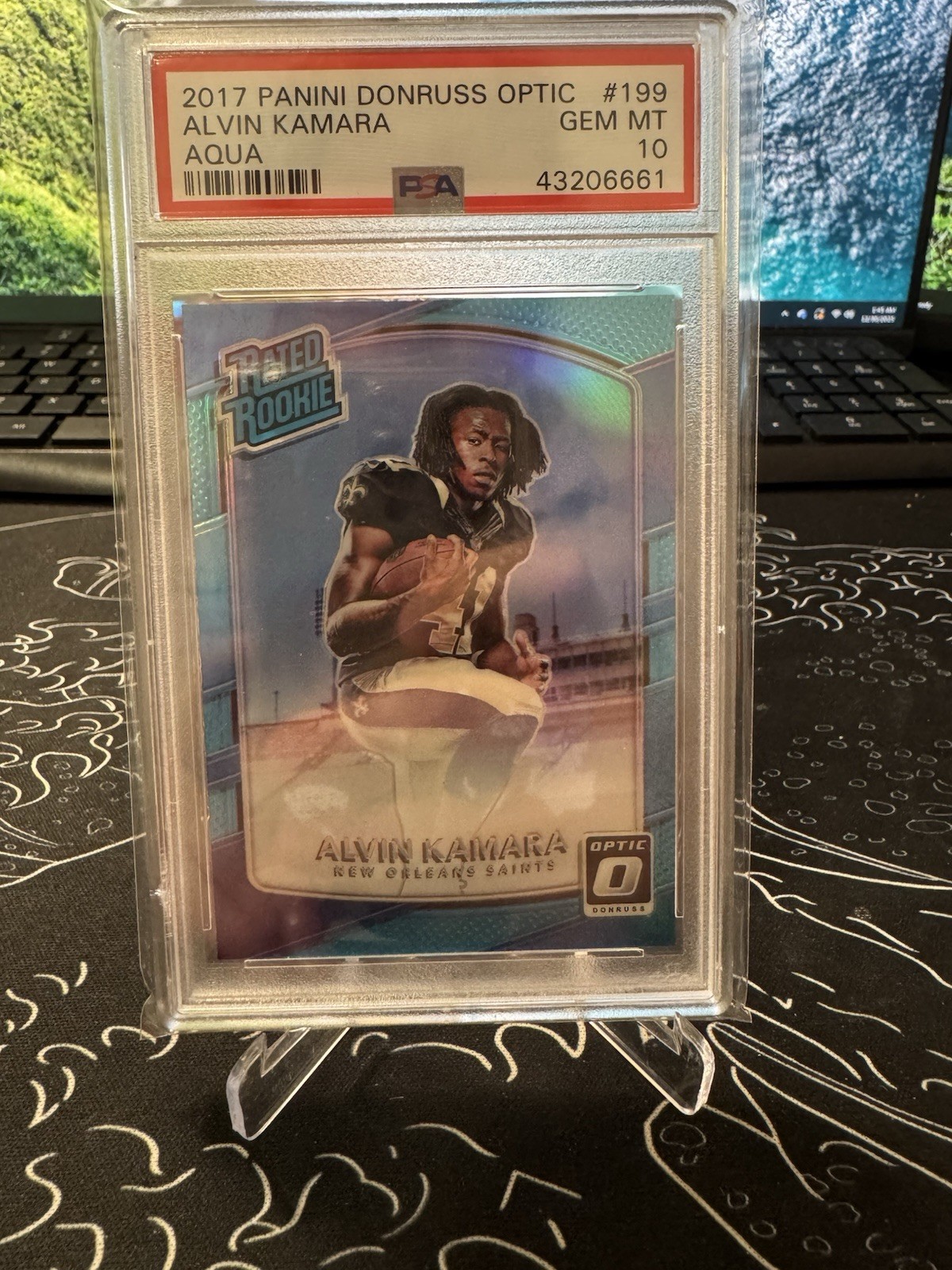 2017 Donruss Optic - Rated Rookie Alvin Kamara #199 Aqua Prizm /299 (RC)