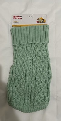 BOOTS & BARKLEY Small Dog Cat Green Cable Knit Turtleneck Sweater Up to 20 lbs.