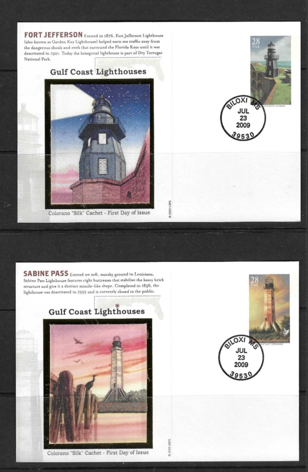 USA SC # UX562-UX566 Gulf Coast Lighthouses  FDC . Colorano Silk Cachet - Image 4 of 4