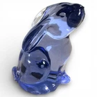 Fenton Art Glass Bunny Rabbit Figurine Violet Purple Ears Back with Sticker 2.5"