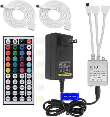 2-Port 44 Key IR LED Light Remote,Rgb Control Box+ DC 12V 3A LED Power Supply Le