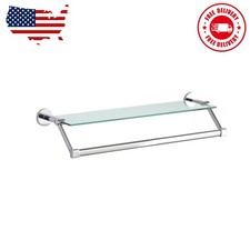 Hanging Glass Shelf with Towel Bar