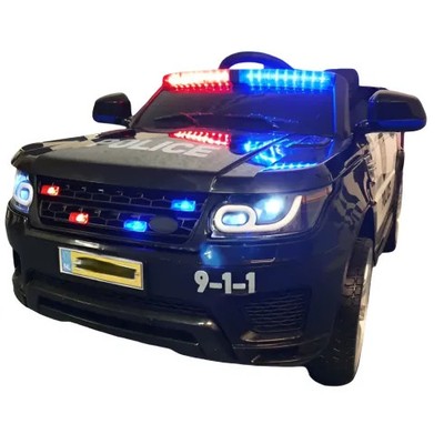 Macchina Elettrica Polizia per Bambini Nera a Batteria 12 V Jeep