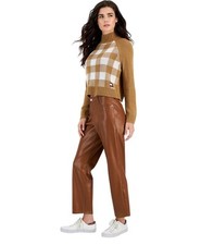Tommy Jeans Women's Mid-Rise Faux-Leather Straight-Leg Pants