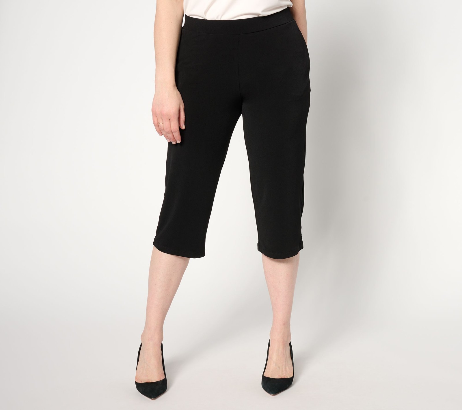 Susan Graver Women's Pants Sz XL Essentials Liquid Knit Pedal Black A647838