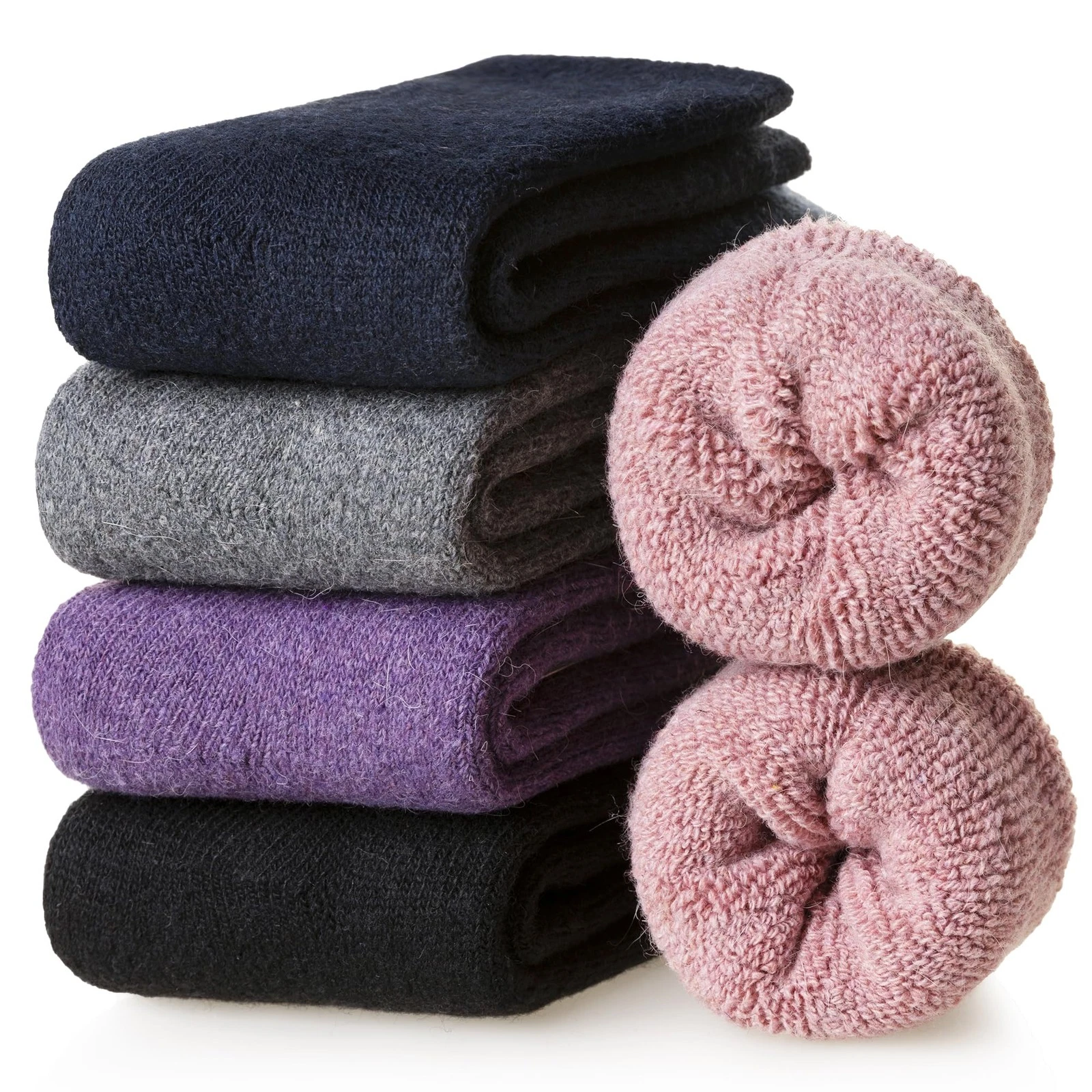 Merino Wool Hiking Socks for Women Thick Thermal Crew Socks, 5 Pairs