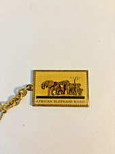 Solid Brass Elephant 6 Cent Stamp Enclosed Keychain