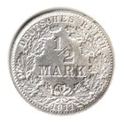1911 G GERMANY SILVER 1/2 MARK AU/UNC — photo 2
