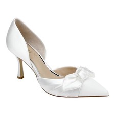 Jewel Badgley Mischka Women's Emelia High Heel Pumps Ivory Satin Size 8 1/2