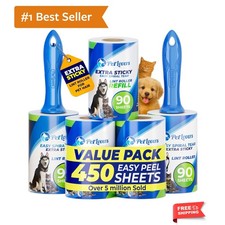 Extra Sticky Lint Roller Mega Value Set 450 Sheets for Pet Hair Removal and C...