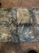 PASHMINA 45% SILK SCARF - gold & teal floral  