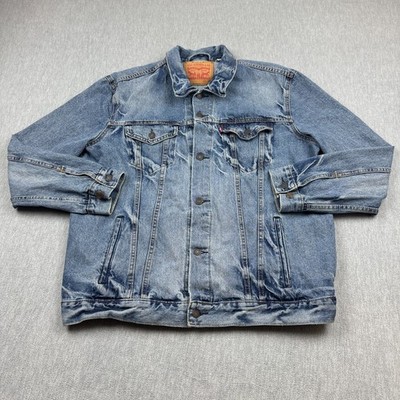 Levis Jacket Mens 2XL XXL Blue Denim Trucker Jean Coat Western Rodeo Cowboy