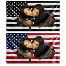 Megan Fox & Kourtney Kardashian on Toilet USA Flag Tapestry + Brass Grommets