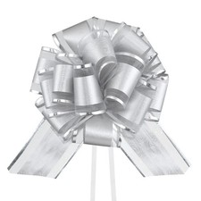 6 PCS Silver Pull Bow Gift Wrapping Ribbon 6 Inch Wedding Party Decor