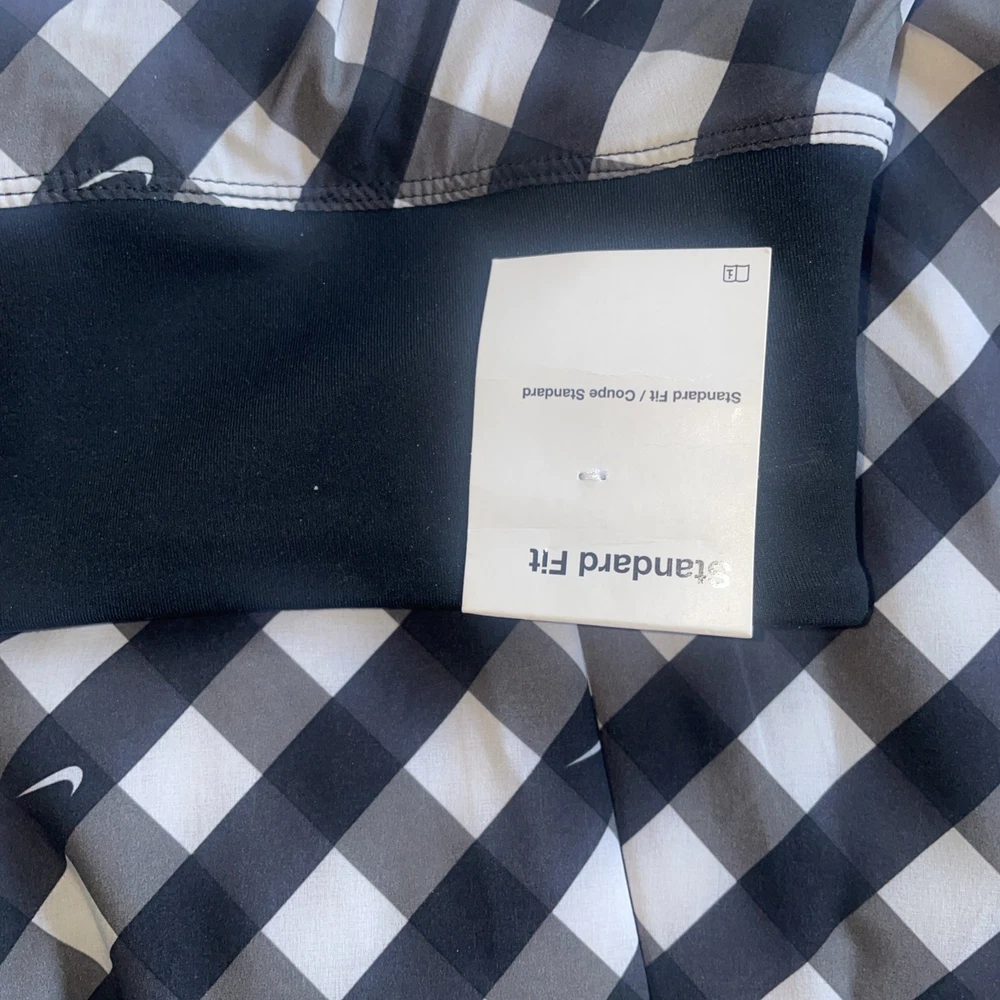 Nike Dri-Fit Club Womens XS Black White Checkered Tennis Skirt