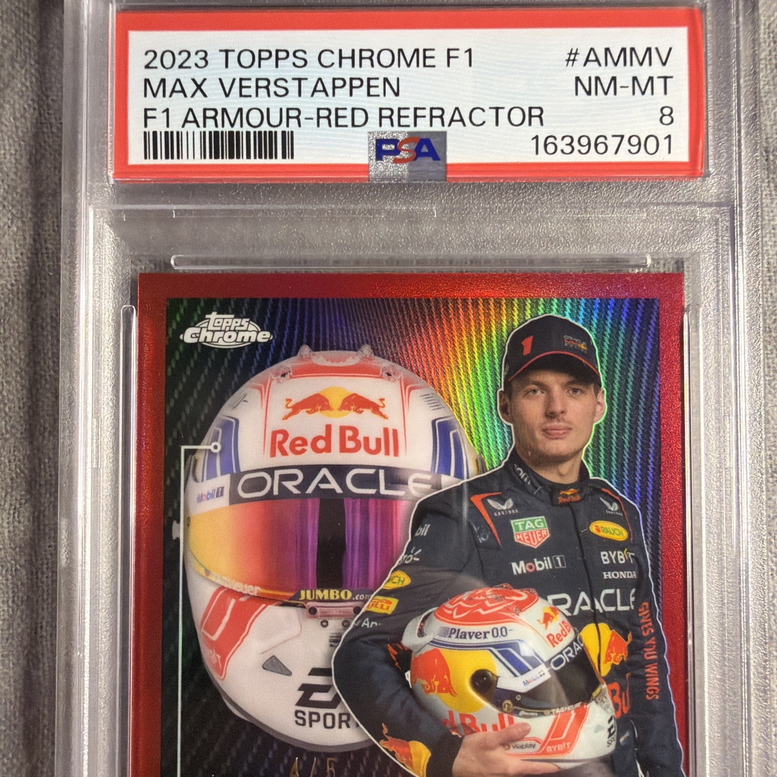Max Verstappen 2023 Topps Chrome Formula 1 F1 Armour TRUE RED /5 PSA None Higher view 3
