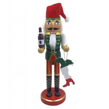 Santa's Workshop Italian with Wine Wood Christmas Nutcracker 14 Inch Multicolor