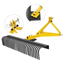 3 Point 60'' Landscape Rock Rake for Cat 1 Tractor Attachment Soil Gravel Lawn