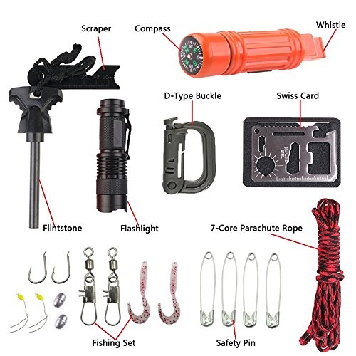 Équipement SOS de voyage en plein air compact avec kit outils de survie aventure et bushcraft