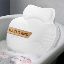 Bathland Bath Pillows for Tub - Luxury Bathtub Pillow Neck, Head, Back White
