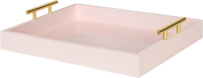 Lipton Decorative Tray with Polished Gold Metal Handles, Soft Pink